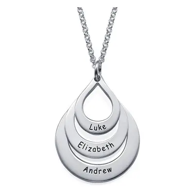 Engraved Three Drops Family Necklace in Sterling Silver