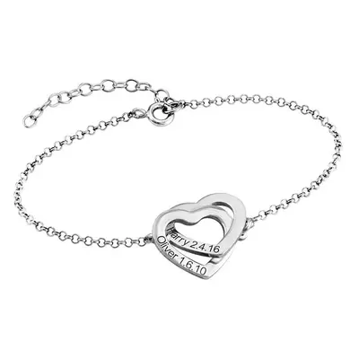 Claire Interlocking Adjustable Hearts Bracelet in Premium Silver