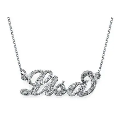 Sparkling Carrie Name Necklace in Sterling Silver