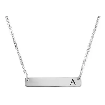 Horizontal Bar Necklace with Initial in Sterling Silver