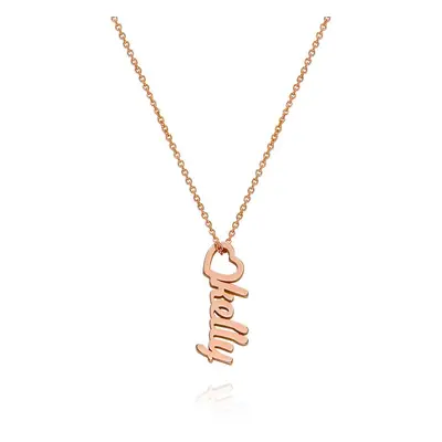 Heart Drop Vertical Name Necklace in 18ct Rose Gold Plating