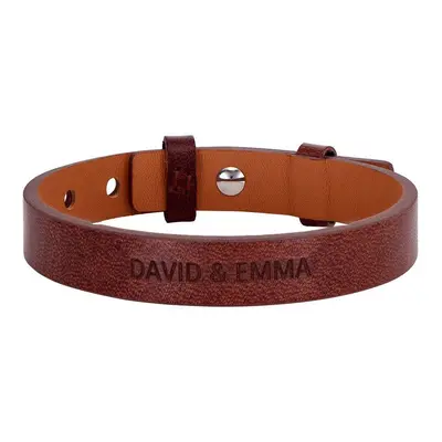 Men's Total Brown Leather Name Bracelet