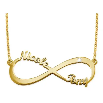 Infinity Name Necklace with Diamond in 18ct Gold Plating