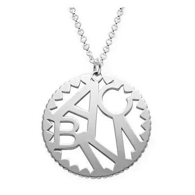 Multi Initials Circle Necklace in Sterling Silver