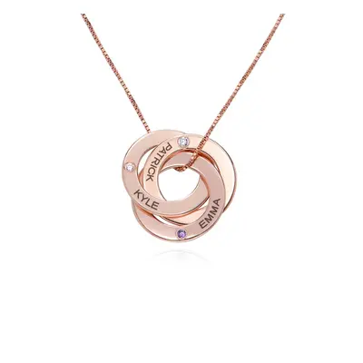 Russian Ring Necklace with Birthstones in 18ct Rose Gold Plating