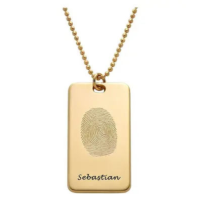 Fingerprint Dog Tag Necklace with 18ct Gold plating