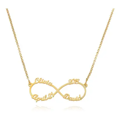 Infinity 4 Names Necklace in 18ct Gold Plating