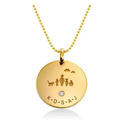 Family / Mum Initial Necklace with Diamond in 18ct Gold Vermeil