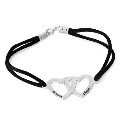 Couples Heart Charm Bracelet in Sterling Silver