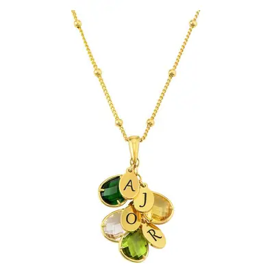 Grapes Birthstone Initials Drop Necklace for Mum in 18ct Gold Vermeil