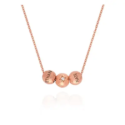 The Balance Charm Necklace with 0.08ct Diamond Bead in 18ct Rose Gold Plating