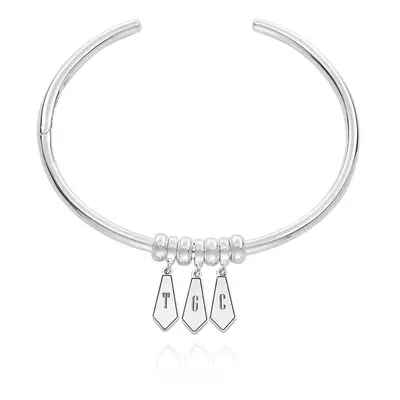 Gia Drop Initial Bangle Bracelet in Sterling Silver