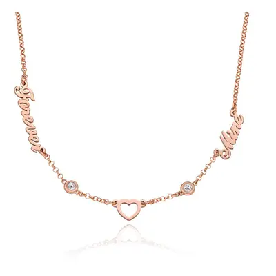 Lovers Heart Name Necklace with 0.20ct Diamonds in 18ct Rose Gold Plating