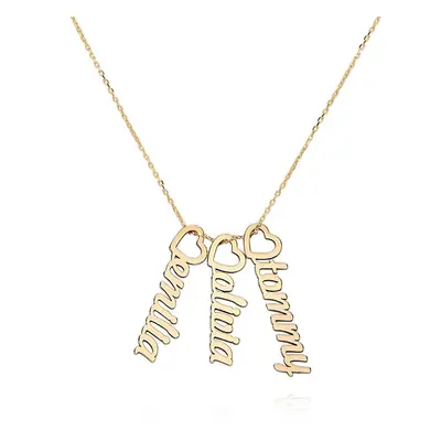 Heart Drop Vertical Name Necklace in 14ct Solid Yellow Gold