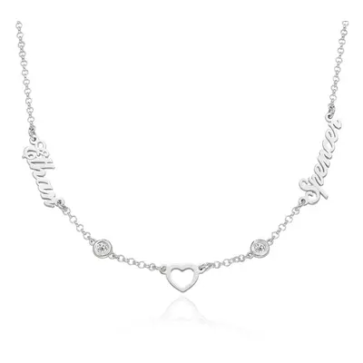 Lovers Heart Name Necklace with 0.20ct Diamonds in Sterling Silver