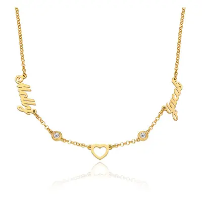 Lovers Heart Name Necklace with 0.20ct Diamonds in 18ct Gold Plating