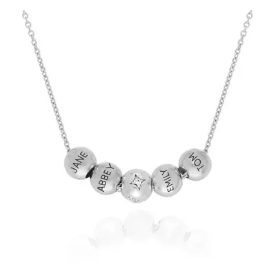 The Balance Charm Necklace with 0.08ct Diamond Bead in Sterling Silver