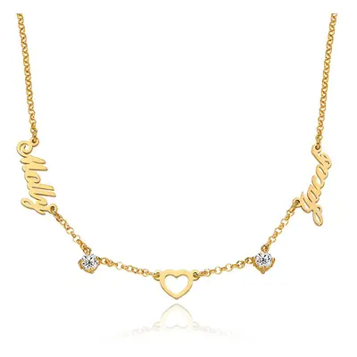 Lovers Heart Name Necklace with 0.60ct Diamonds in 18ct Gold Vermeil