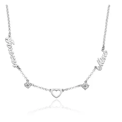 Lovers Heart Name Necklace with 0.60ct Diamonds in Sterling Silver