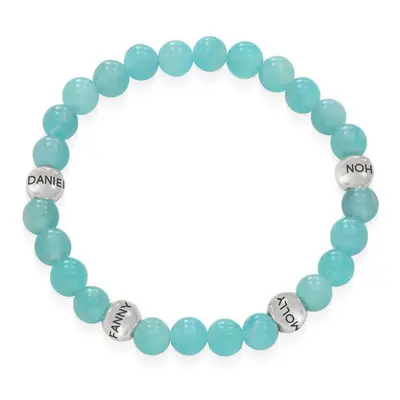 Amazonite Semi-Precious Balance Bead Bracelet in Sterling Silver