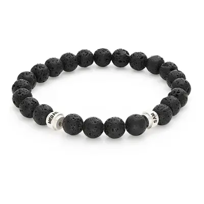 Leo Personalised Lava Bracelet for Men in Sterling Silver