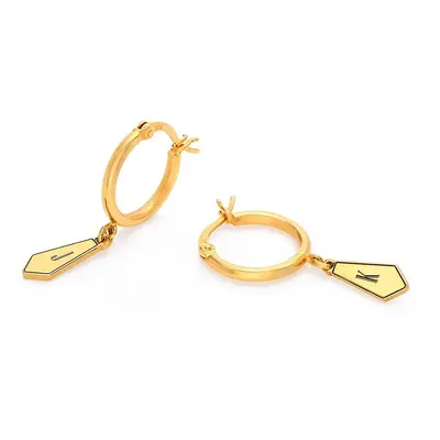 Gia Drop Initial Hoop Earrings in 18ct Gold Plating