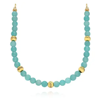 Amazonite Semi-Precious Balance Bead Necklace in 18ct Gold Vermeil