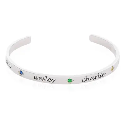 Maeve Bangle Bracelet with Birthstones in Sterling Silver