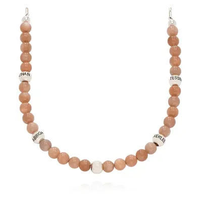 Sunstone Semi-Precious Balance Bead Necklace in Sterling Silver