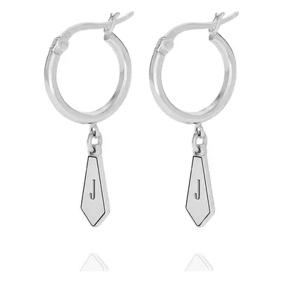 Gia Drop Initial Hoop Earrings in Sterling Silver