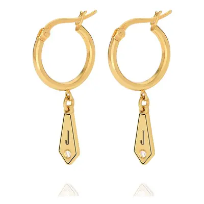 Gia Drop Initial Hoop Earrings with Birthstones in 18ct Gold Plating