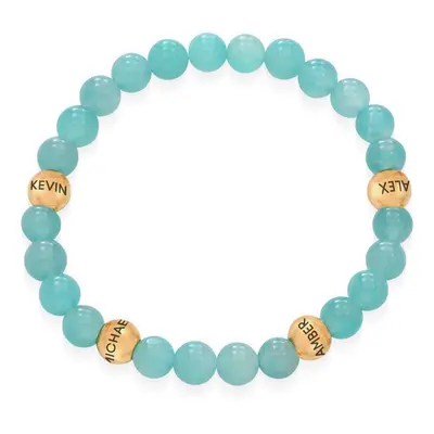 Amazonite Semi-Precious Balance Bead Bracelet in 18ct Gold Plating