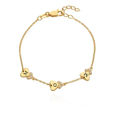 Dakota Heart Initial Bracelet with Diamonds in 18ct Gold Plating - Removal