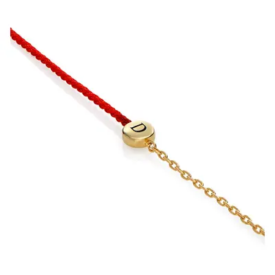 Half and Half Red Initial Bracelet with Diamond in 18ct Gold Plating - Removal