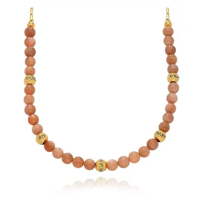 Sunstone Semi-Precious Balance Bead Necklace in 18ct Gold Plating