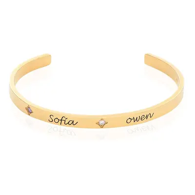 Maeve Bangle Bracelet with Birthstones in 18ct Gold Vermeil