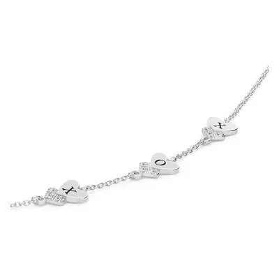 Dakota Heart Initial Bracelet with Diamonds in Sterling Silver