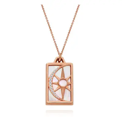 Celestial Sun & Moon Personalized Necklace in 18ct Rose Gold Plating