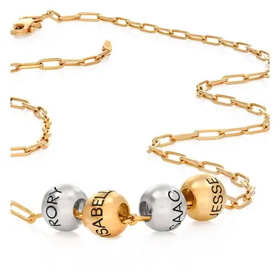 Mixed Metals Balance Bead Necklace with 18ct Gold Plated Link Chain