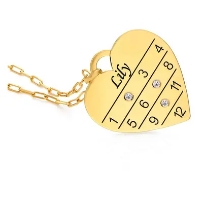 12 Month Calendar Heart Necklace with Diamonds in 18ct Gold Vermeil