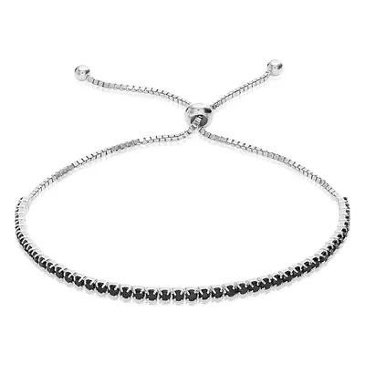 Holly Adjustable Tennis Bracelet with Black Cubic Zirconia in Sterling Silver