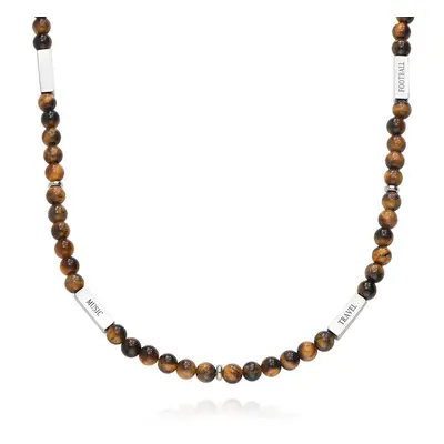 East Coast Custom Tiger Eye Beaded Necklace in Stainless Steel