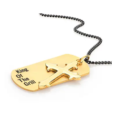 Personalised Cross Dog Tag Necklace for Men in 18ct Gold Plating