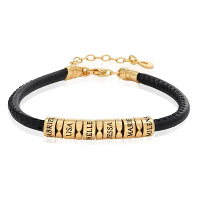 The Vegan-Leather Bracelet with 18ct Gold Vermeil Beads