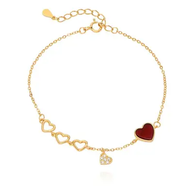 Be Mine Red Heart Bracelet in 18ct Gold Vermeil