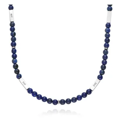 East Coast Custom Lapis Beaded Necklace in Stainless Steel