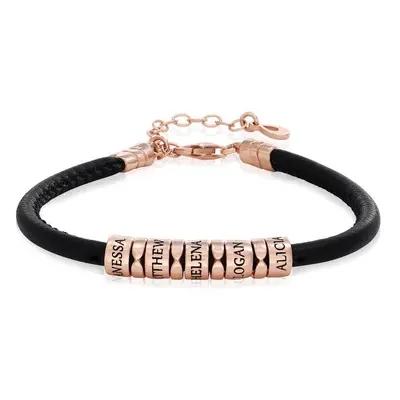 The Vegan-Leather Bracelet with 18ct Rose Gold Plated Beads