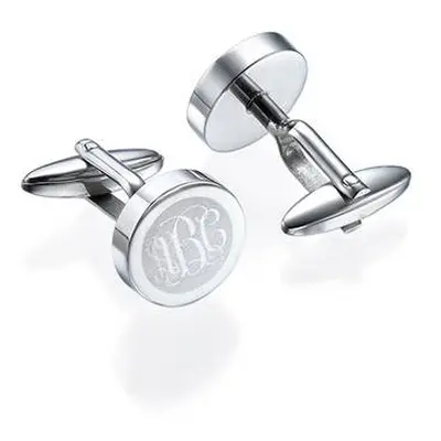 Round Monogrammed Cufflinks in Stainless Steel