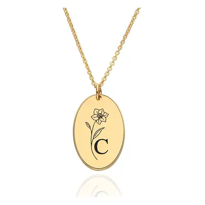 Prairie Birth Flower Initial Necklace in 18ct Gold Vermeil