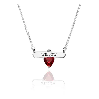 Aurora Birthstone Name Necklace in Sterling Silver